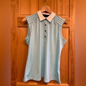 Annika Cutter & Buck Women's Sleeveless Shirt - Light Blue and White